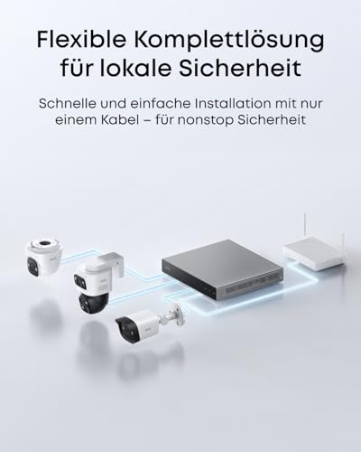 eufy PoE Bullet-Überwachungskamera E40, Kabel-Außenkamera, PoE IP-Kamera, 4K UHD, 122° Sicht, F1.6 Farbnachtsicht, 24/7-Aufzeichnung, KI-Erkennung Mensch/KFZ/Tier, Rot- & Blaulicht, NVR erforderlich