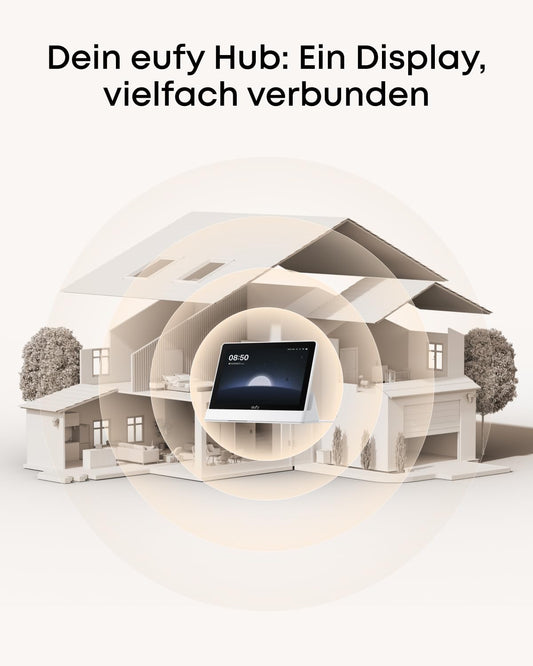 eufy Smart Display, Smart Home Hub, 8" Bedienfeld, kompatibel mit eufy Sicherheitsgeräten, 4 Ansichten auf 1 Display, Meldungen in Echtzeit, Tagesberichte, kein ABO, 1-klick-Steuerung