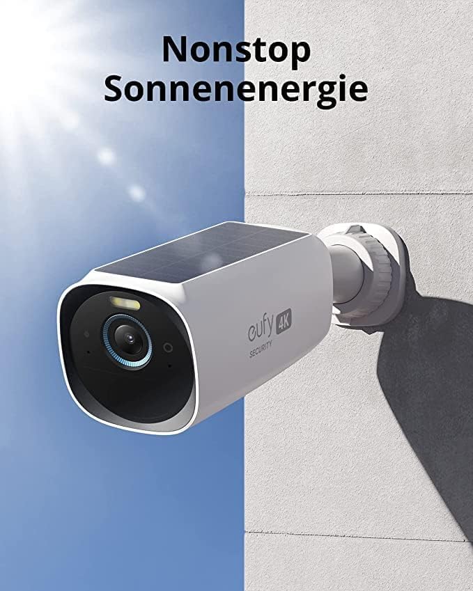 eufy Security S330 eufyCam 3, überwachungskamera aussen, 4K kabellose überwachungskamera solar 2+1 mit Gesichtserkennung K.I., Farbige Nachtsicht, Erweiterbarer Speicher 16TB, Gebührenfreie Nutzung