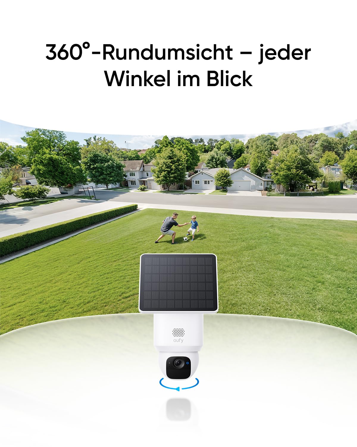 eufy eufyCam Solo E30, Solar Überwachungskamera Außen, 360° Schwenk, KI-Tracking, 2K-Qualität, Kabellos, eufy Sicherheitskamera Outdoor, Kompatibel mit HomeBase S280 & S380, Ohne Monatliche Abo-Kosten