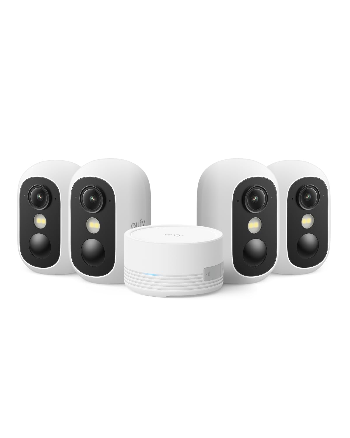 eufy eufyCam C35 (4er-Pack), Kabellose Überwachungskamera Außen & Innen, Magnetische Halterung, Farbnachtsicht, Lokaler Speicher, IP67, Gesichtserkennung, Solarpanel-Kompatibel, Ohne ABO, Weiß