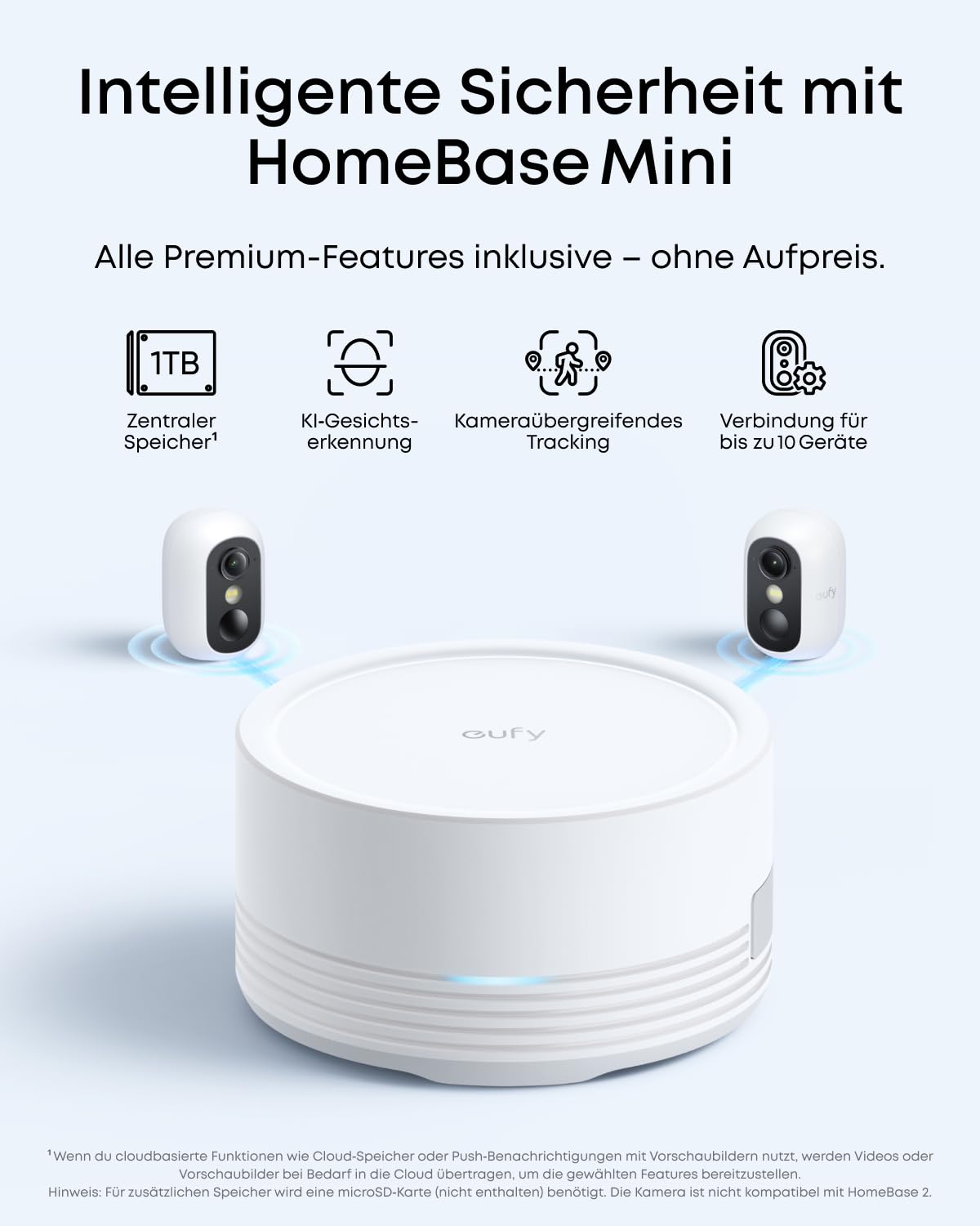 eufy eufyCam C35 (4er-Pack), Kabellose Überwachungskamera Außen & Innen, Magnetische Halterung, Farbnachtsicht, Lokaler Speicher, IP67, Gesichtserkennung, Solarpanel-Kompatibel, Ohne ABO, Weiß