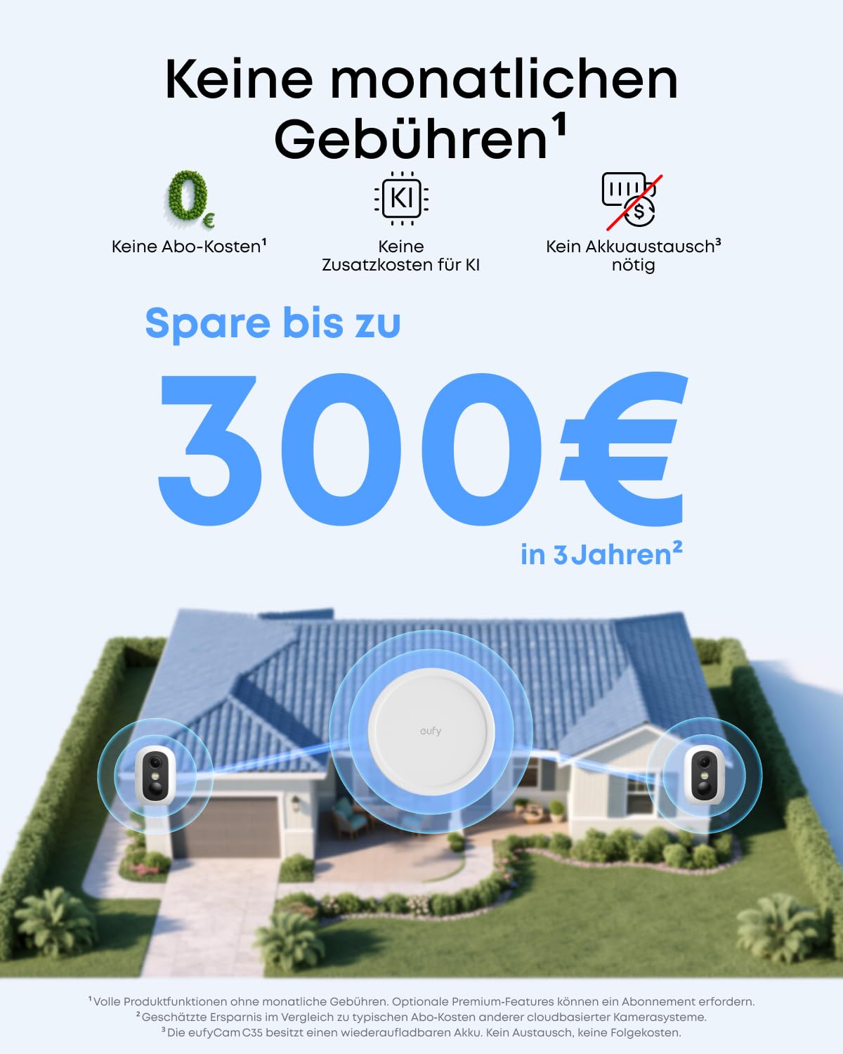 eufy eufyCam C35 (2er-Pack), Kabellose Überwachungskamera Außen & Innen, Magnetische Halterung, Farbnachtsicht, Lokaler Speicher, IP67, Gesichtserkennung, Solarpanel-Kompatibel, Ohne ABO, Weiß