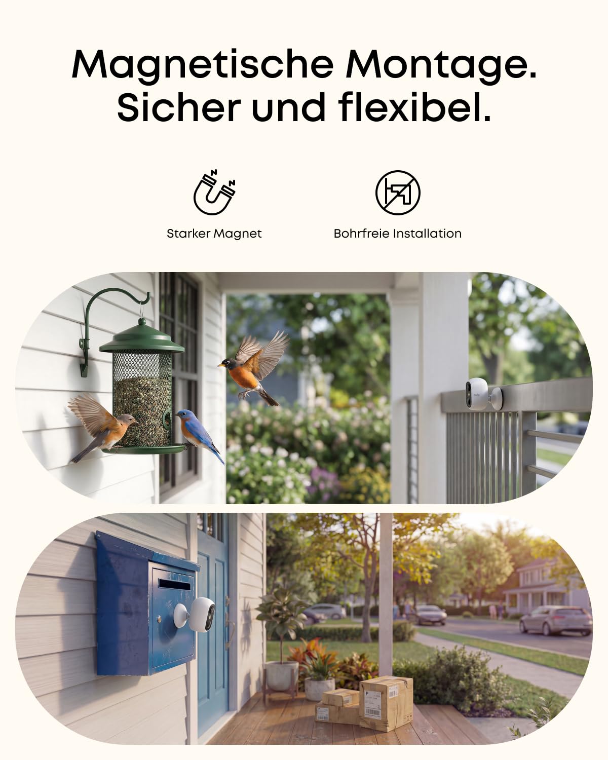 eufy eufyCam C35 (2er-Pack), Kabellose Überwachungskamera Außen & Innen, Magnetische Halterung, Farbnachtsicht, Lokaler Speicher, IP67, Gesichtserkennung, Solarpanel-Kompatibel, Ohne ABO, Weiß