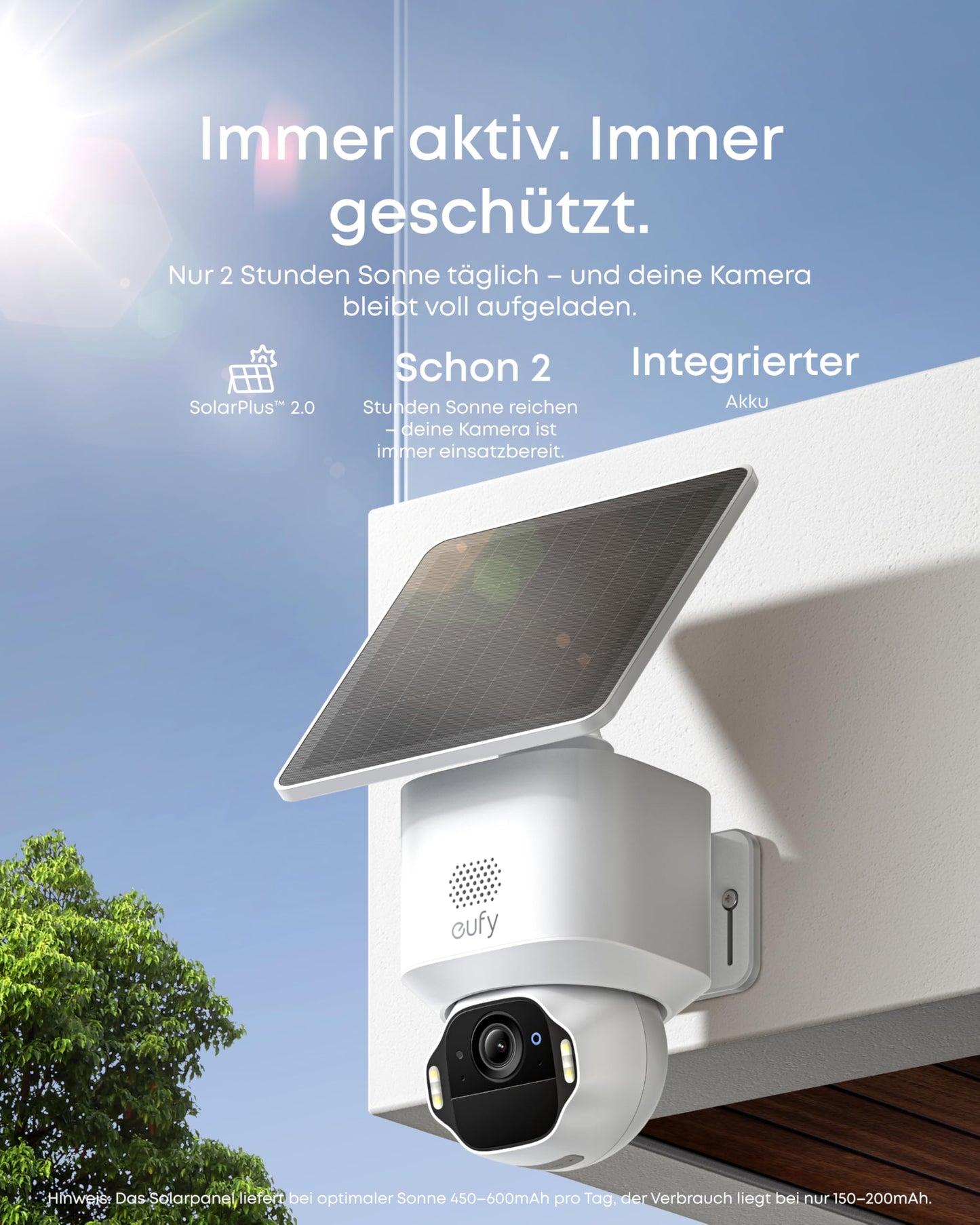 eufy eufyCam Solo E42, kabellose 4K Überwachungskamera für außen, WLAN, Solarpanel, KI-Bewegungstracking, Stroboskop, Schwenken & Neigen, Gesichtserkennung