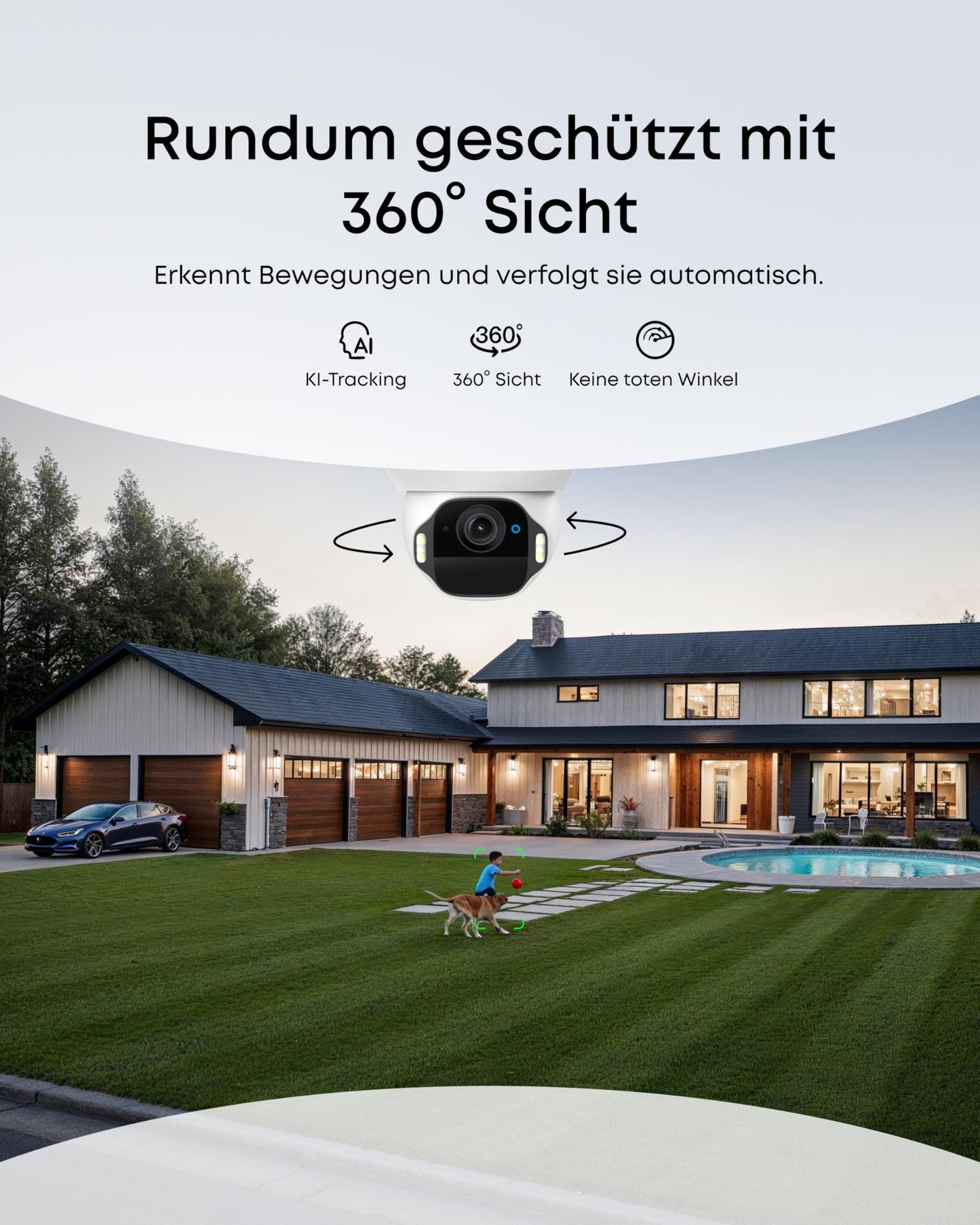eufy eufyCam Solo E42, kabellose 4K Überwachungskamera für außen, WLAN, Solarpanel, KI-Bewegungstracking, Stroboskop, Schwenken & Neigen, Gesichtserkennung